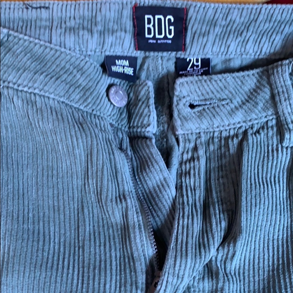 Urban dark green corduroy high rise jeans